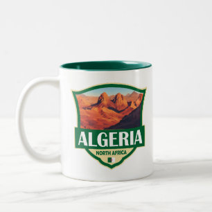 Tasse 2 Couleurs Illustration Algérie Insigne rétro