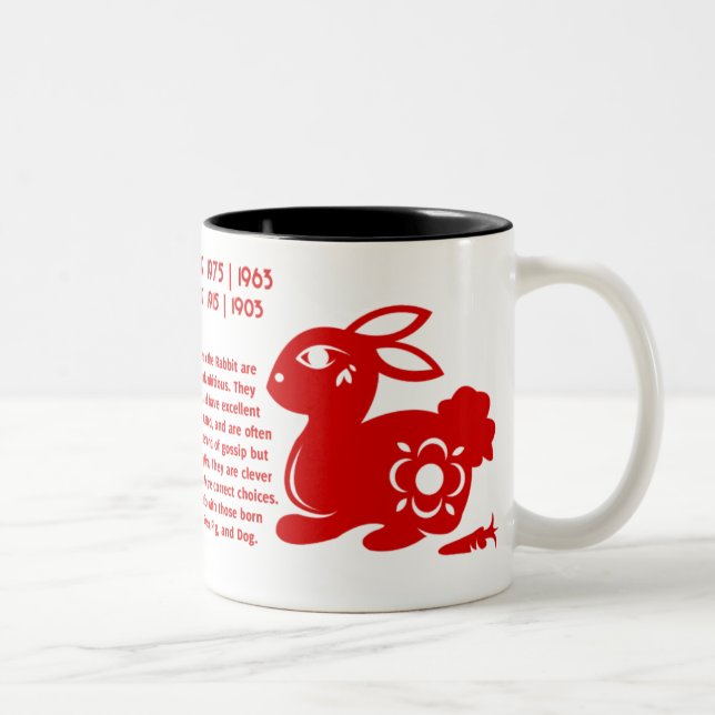 TASSE 2 COULEURS ILLUSTRATION CHINOISE DU LAPIN PAPERCUT DE (Droit)