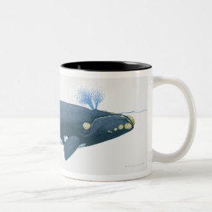 Tasse 2 Couleurs Illustration de baleine droite de North Pacific