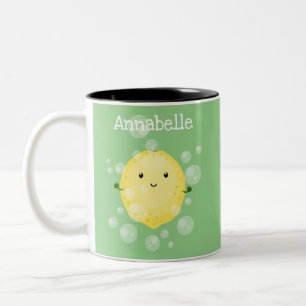 Tasse 2 Couleurs Illustration de bulles de dessin animé de fruit de