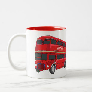 Tasse 2 Couleurs Illustration de bus à impériale de dessin animé