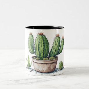 Tasse 2 Couleurs Illustration de cactus dans un style aquarelle de 