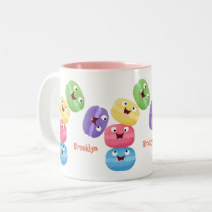 Tasse 2 Couleurs Illustration de caricature de macarons marrant mig