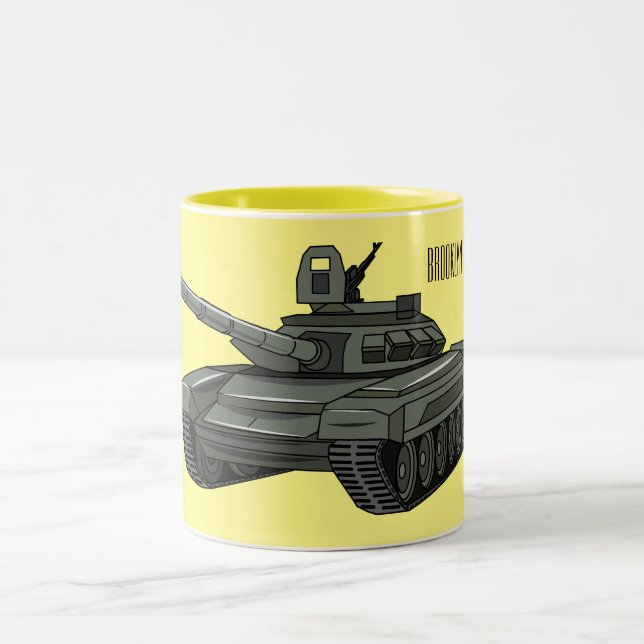 Tasse 2 Couleurs Illustration de caricature de réservoir (Centre)