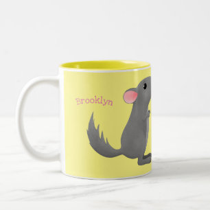 Tasse 2 Couleurs Illustration de chinchilla gris mignon