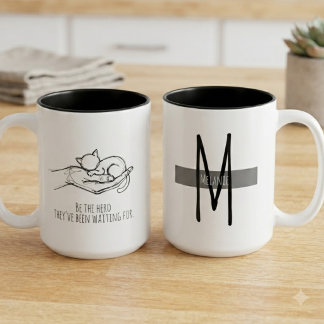 Tasse 2 Couleurs Illustration de citation d'adoption de chat de sau