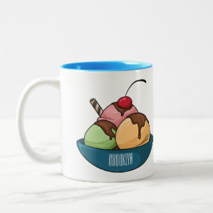 Tasse 2 Couleurs Illustration de dessin animé de glace 