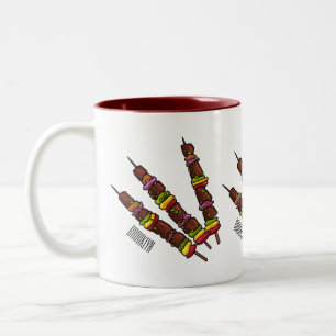 Tasse 2 Couleurs Illustration de dessin animé Kebab ou kabob