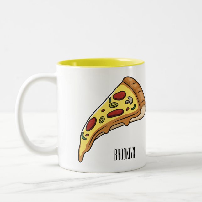 Tasse 2 Couleurs Illustration de la pizza (Gauche)