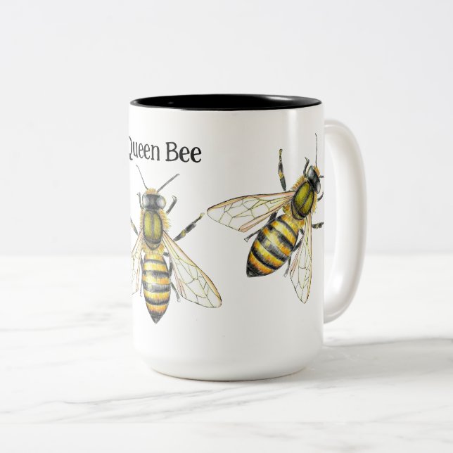 Tasse 2 Couleurs Illustration de l'abeille royale (Devant droit)