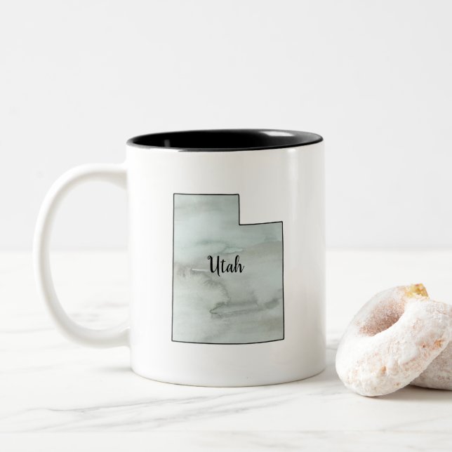 Tasse 2 Couleurs Illustration de l'état de l'Utah (Avec donut)