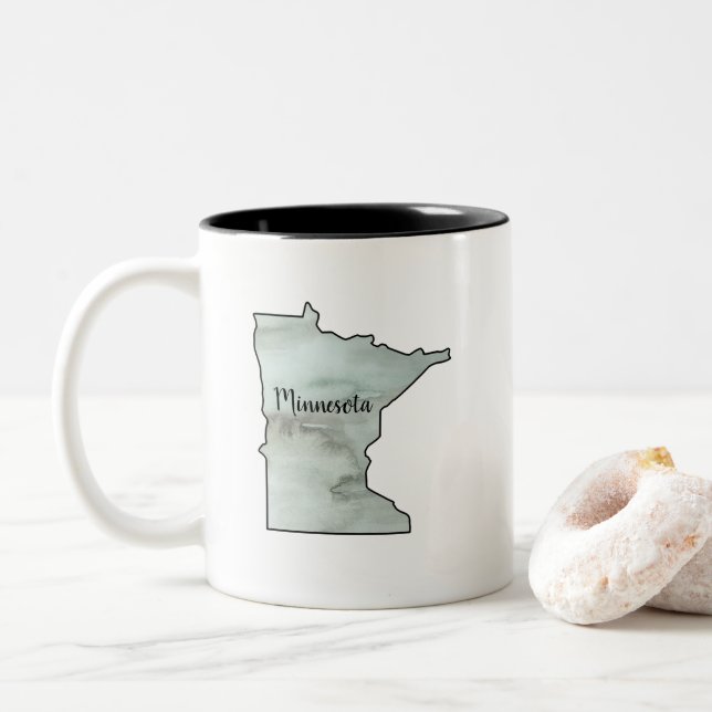 Tasse 2 Couleurs Illustration de l'état du Minnesota (Avec donut)