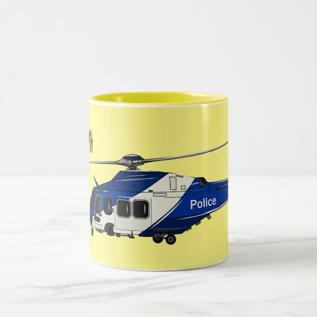 Tasse 2 Couleurs Illustration de l'hélicoptère de police (Centre)