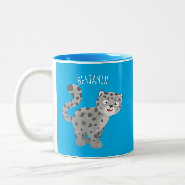 Tasse 2 Couleurs Illustration de mignon léopard des neiges (Gauche)