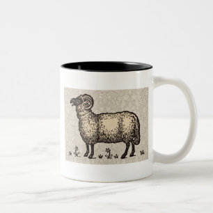 Tasse 2 Couleurs Illustration de mouton vintage : Art classique de