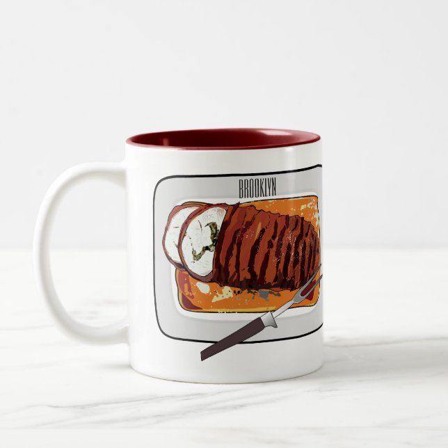 Tasse 2 Couleurs Illustration de poitrine de dinde rôtie (Gauche)