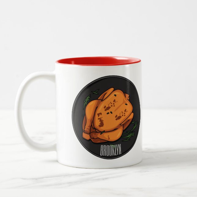 Tasse 2 Couleurs Illustration de poulet rôti (Gauche)