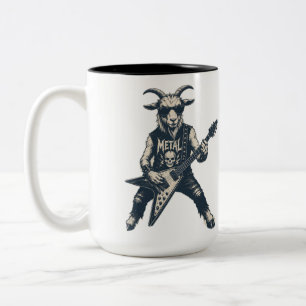 Tasse 2 Couleurs Illustration de rock vintage de chèvre heavy metal