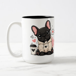 Tasse 2 Couleurs Illustration de sweat-shirt de bouledogue français