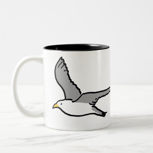 Tasse 2 Couleurs Illustration de vol d'oiseaux. Photo Seagull Flyin (Gauche)