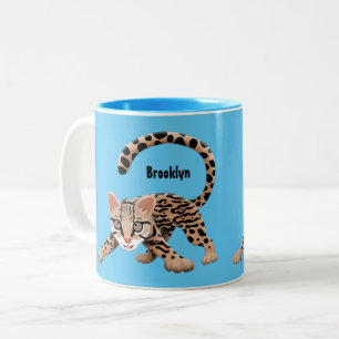 Tasse 2 Couleurs Illustration d'ocelot mignon