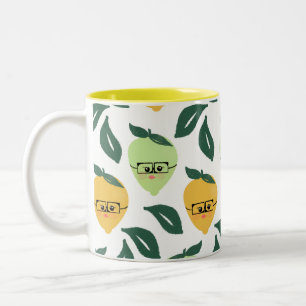 Tasse 2 Couleurs Illustration drôle de dessin animé de citron jaune
