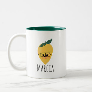 Tasse 2 Couleurs Illustration drôle de dessin animé de citron jaune