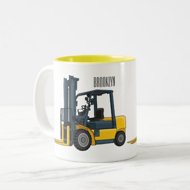 Tasse 2 Couleurs Illustration du chariot élévateur (Devant gauche)