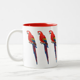 Tasse 2 Couleurs Illustration du perroquet de macaw Scarlet