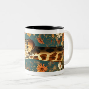 Tasse 2 Couleurs Illustration du portrait de la girafe sauvage Anim