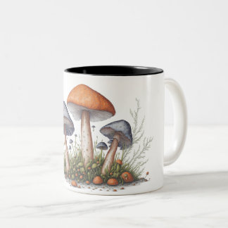 Tasse 2 Couleurs Illustration du style aquarelle des champignons