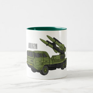 Tasse 2 Couleurs Illustration d'un camion de missiles militaires