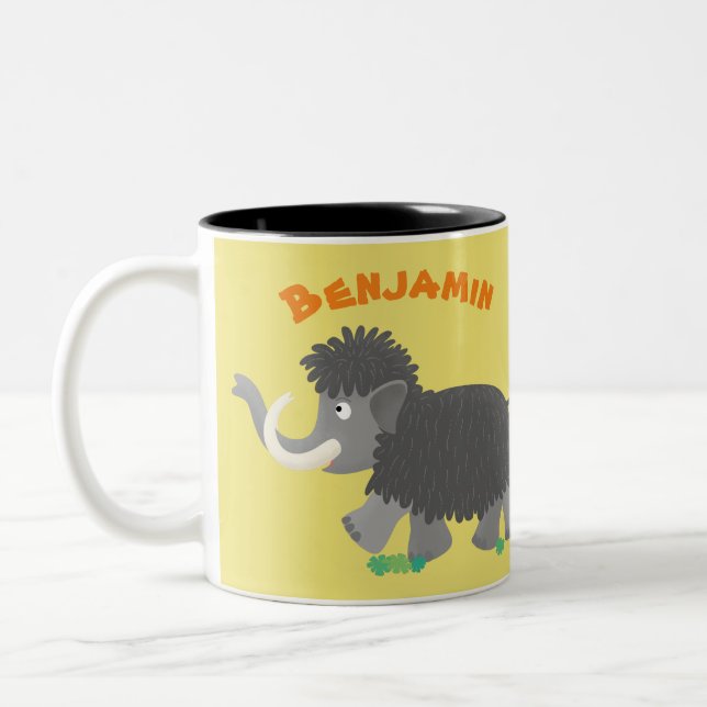 Tasse 2 Couleurs Illustration d'un mammouth laineux mou (Gauche)
