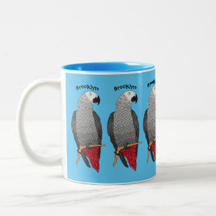 Tasse 2 Couleurs Illustration d'un perroquet gris en Afrique