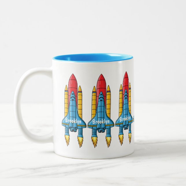 Tasse 2 Couleurs Illustration d'un vaisseau de fusées (Gauche)