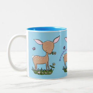 Tasse 2 Couleurs Illustration d'une jolie dessin de cerf de bébé he