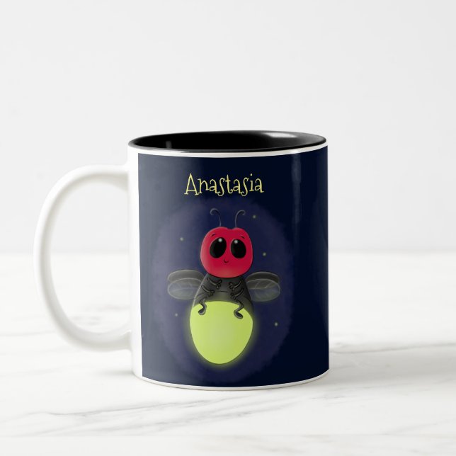 Tasse 2 Couleurs Illustration d'une luciole à éclair mignon (Gauche)