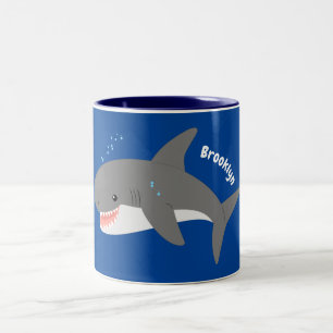 Tasse 2 Couleurs Illustration joyeuse du grand requin blanc