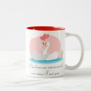 Tasse 2 Couleurs Illustration mignonne des cygnes dans l'amour