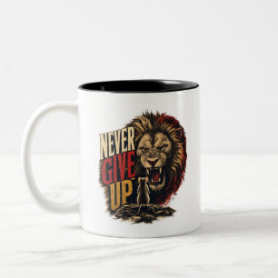 Tasse 2 Couleurs Illustration Motivante de la Souris contre le Lion