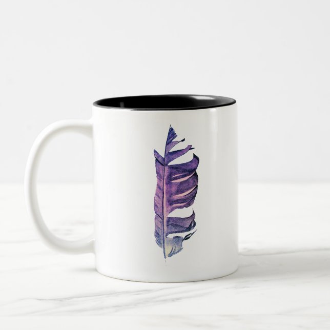 Tasse 2 Couleurs Illustration originale de dessin de plumes (Gauche)