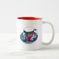 illustration originale de l'aquarelle Teacups vint