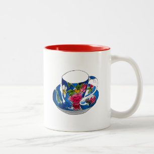 Tasse 2 Couleurs illustration originale de l'aquarelle Teacups vint