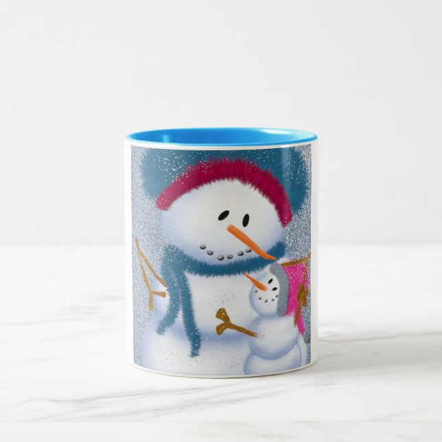 Tasse 2 Couleurs Illustration SnowMomma Et SnowGirl (Centre)