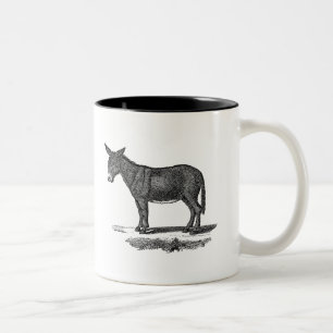 Tasse 2 Couleurs Illustration vintage d'âne - ânes 1800's