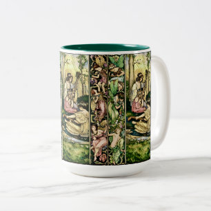 Tasse 2 Couleurs Illustration Vintage de Musiciens Fées Art Nouveau