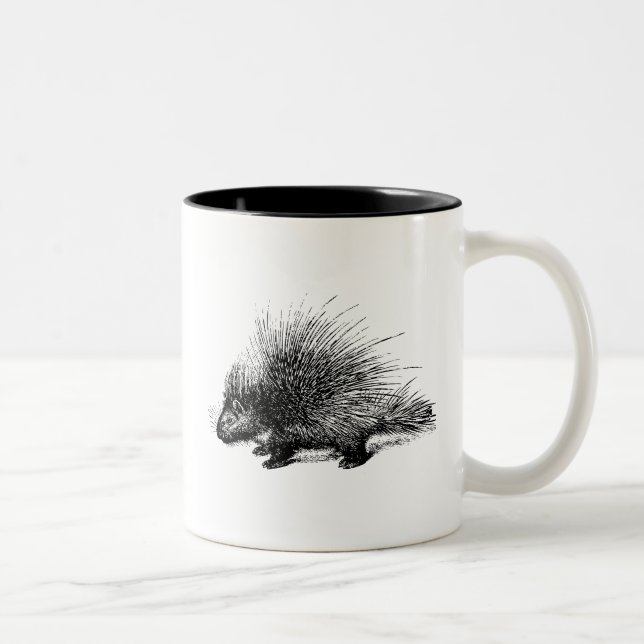 Tasse 2 Couleurs Illustration vintage Porcupine (Droit)
