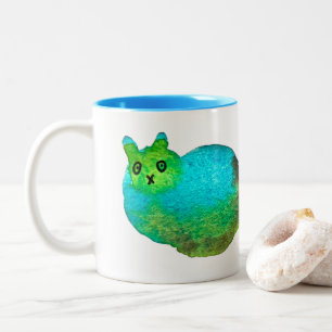 Tasse 2 Couleurs Image d'art de chat bleu gras mou