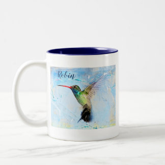 Tasse 2 Couleurs Image personnalisée de l'aquarelle des colibris