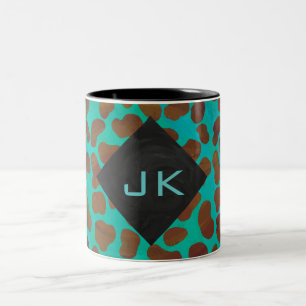 Tasse 2 Couleurs Impression Brown et Turquoise dalmate